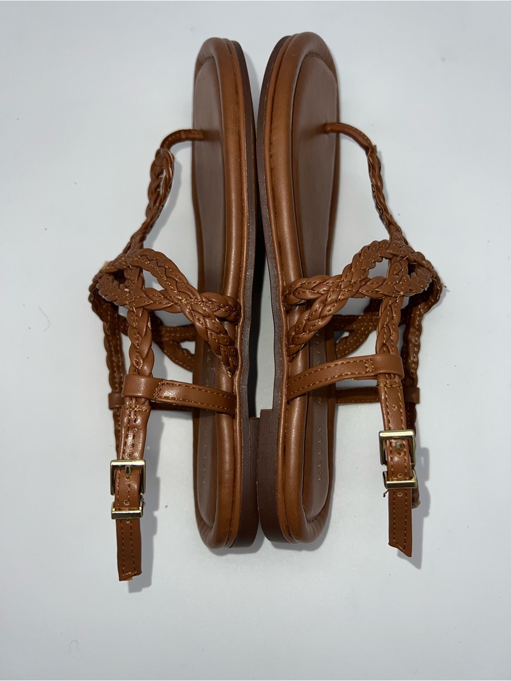 Kelly & Katie Cognac Brown Braided Strappy Buckle Sandals Women 7.5 Shoes - Picture 3 of 5